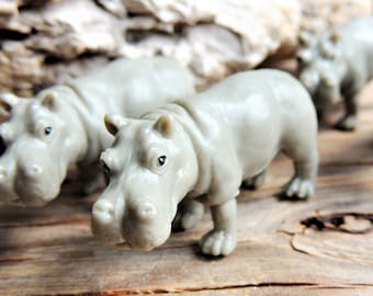 MINIATURE HIPPO Animal Figures Figurines Mini Fairy Gardens Dollhouse Diorama Terrarium Supply Small Tiny Miniatures Animals Toy Plastic