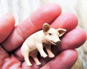 Pig MINIATURE FARM ANIMAL Figurine Fairy Garden Dollhouse Diorama Terrarium Craft Supply Plastic Figures