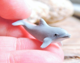 DOLPHIN MINIATURE Figurine Figure Fairy Garden Dollhouse Diorama Terrarium Small Mini Soft Rubber Animals Micro Miniatures Sea Life Ocean
