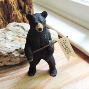 Personalized Animal Bear Figure With Name Flag Gift Cake Topper Party Decor Nursery Wedding Birthday Retirement Baby Shower Party Animal