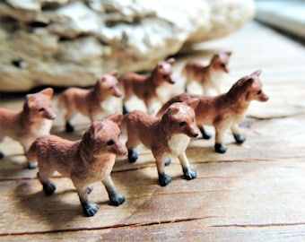 MINIATURE ANIMALS: FOXES Fox Tiny Cute Micro Mini Figurine Terrarium Fairy Garden Figure Dollhouse Diorama Small Minis Woodland Bulk Set Lot