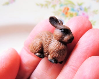 RABBIT MINIATURES Animal Figurines Mini Soft Farm Figures Dollhouse Terrarium Fairy Garden Diorama For Crafts Supplies Tiny Small Bunny Toy