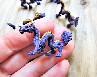 Miniature miniature dragon chinois violet maison de poupée diorama terrarium fée jardin figurine