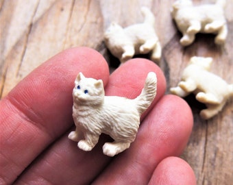 Miniature chat maison de poupée Mini chat blanc ferme figurine d'animal Diorama terrarium fournitures petites miniatures pour fée jardin chaton