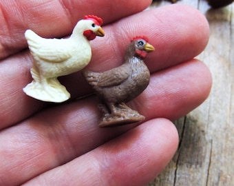 MINIATURE Chicken Hen Tiny Mini Farm Animals Figure Fairy Garden Crafts Dollhouse Diorama Terrarium
