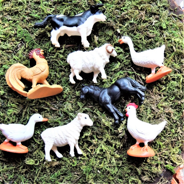 Lot de 48 figurines d'animaux de ferme miniatures, maison de poupée, fée, jardin, terrarium, diorama, travaux manuels, mini sensoriel, petit, plastique, montessori, lot