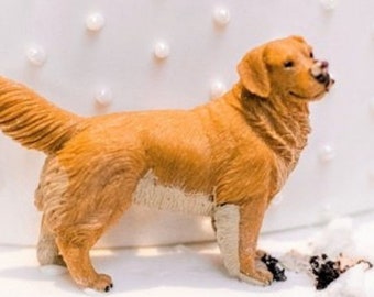 DOG FIGURINE for Wedding Cake Topper Large MINIATURE Golden