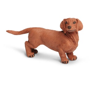 DOG FIGURINE For Wedding Cake Topper Dachshund Large MINIATURE Animals Figure Dog Eating Cake Diorama Supply Plastic Model Safari Ltd