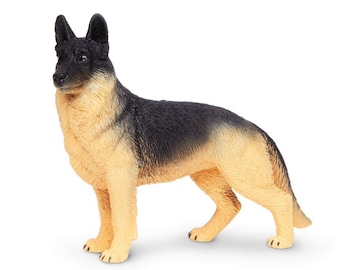 DOG FIGURINE For Wedding Cake Topper Large MINIATURE German Shepherd Animals Figure Dog Eating Cake Diorama Supply Plastic Model Safari Ltd