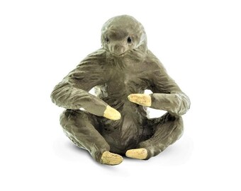 Tiny MINIATURE SLOTH Animal Figurine Figures Dollhouse Diorama Terrarium Fairy Garden Small Toy Mini Micro Miniatures Realistic Model Sloths