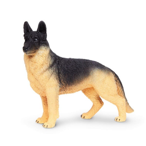 DOG FIGURINE For Wedding Cake Topper Large MINIATURE German Shepherd Animals Figure Dog Eating Cake Diorama Supply Plastic Model Safari Ltd