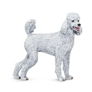 DOG FIGURINE For Wedding Cake Topper Large MINIATURE Poodle Dog Eating Cake Safari Ltd Plastic Animal Figure Model Diorama Birthday Pet