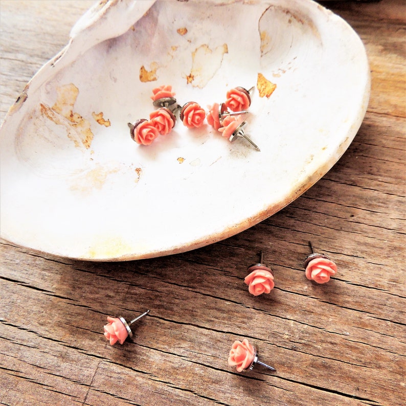 PUSH PINS Decorative Flower Thumbtacks Wedding Boards Rose Bud Etsy