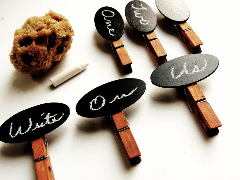 Chalkboard Decorative Clothespins Wood Wedding Placecard Etsy