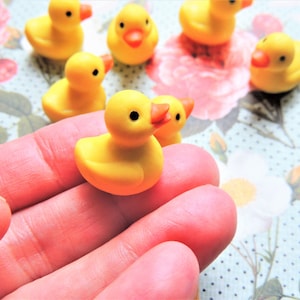 Set of 30+ MINIATURE RUBBER DUCKS Ducky Tiny Micro Mini For Fairy Gardens Animal Figure Dollhouse Diorama Terrarium Supply Minis Lot Bulk