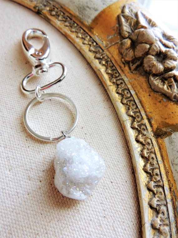 CRYSTAL KEYCHAIN Key Chain Key Ring Key Fob Druzy Geode Gemstone