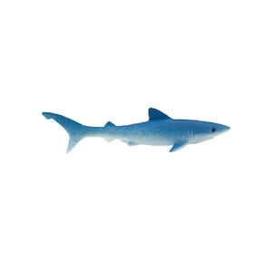 Tiny Blue Shark miniature animal mini-figures for crafts, dollhouses, terrarium supplies, fairy garden minis, dioramas, resin projects, soap slime filler, party favors, shark week parties, counting games, game pieces, scavenger hunts, jewelry making.