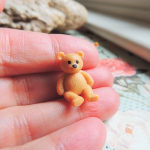 Tiny soft miniature collectible Teddy Bear for crafts, dolls, dollhouses, terrariums, fairy gardens, dioramas, shadowboxes, and more.