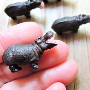 MINIATURE HIPPO Animal Fairy Garden Animals Figures Terrarium Supply Dollhouse Diorama Small Tiny Miniatures For Crafts Decor Accessory Lot