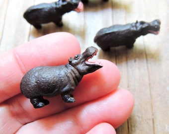 MINIATURE HIPPO Animal Fairy Garden Animals Figures Terrarium Supply Dollhouse Diorama Small Tiny Miniatures For Crafts Decor Accessory Lot