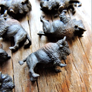 BISON MINIATURES: Tiny mini animals realistic soft collectible plains bovine bison for crafts, dollhouses, terrariums, fairy or zen gardens, dioramas, shadow boxes, sensory or pretend play, plant pets, and much more. Etsys Pick Mini Animals