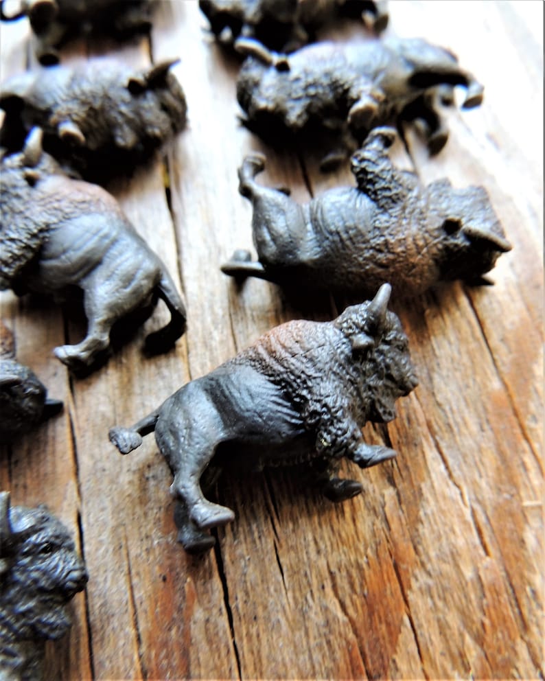 BISON MINIATURES: Tiny mini animals realistic soft collectible plains bovine bison for crafts, dollhouses, terrariums, fairy or zen gardens, dioramas, shadow boxes, sensory or pretend play, plant pets, and much more. Etsys Pick Mini Animals