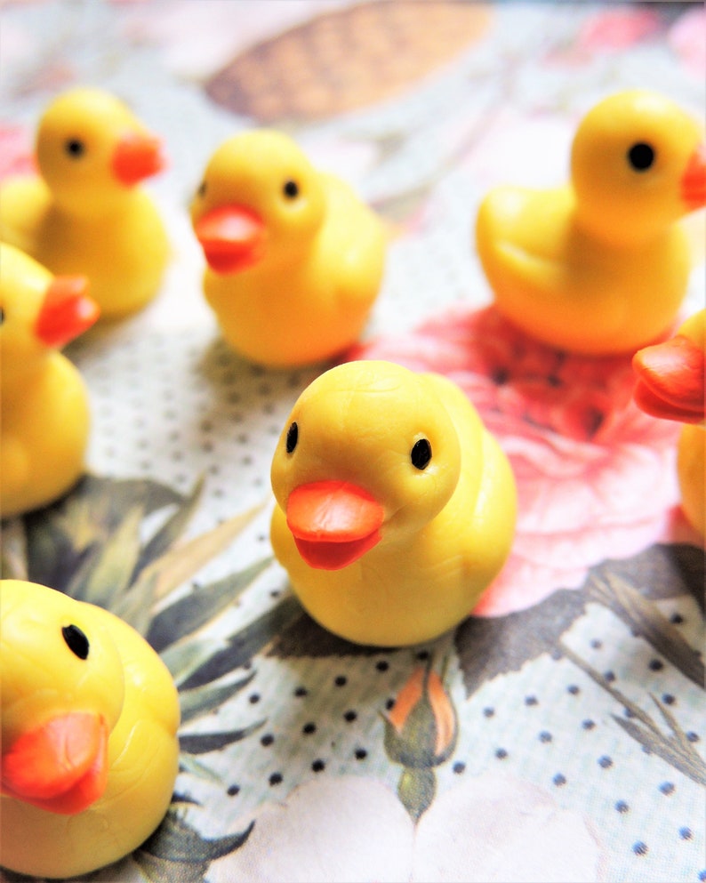MINIATURE RUBBER DUCKS Ducky Tiny Mini Figure For Fairy Gardens Dollhouse Diorama Terrarium Figurine image 3