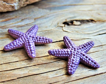 MINIATURE PURPLE STARFISH Sea Animal Figurine Mini Fairy Garden Dollhouse Diorama Terrarium Figure Ocean