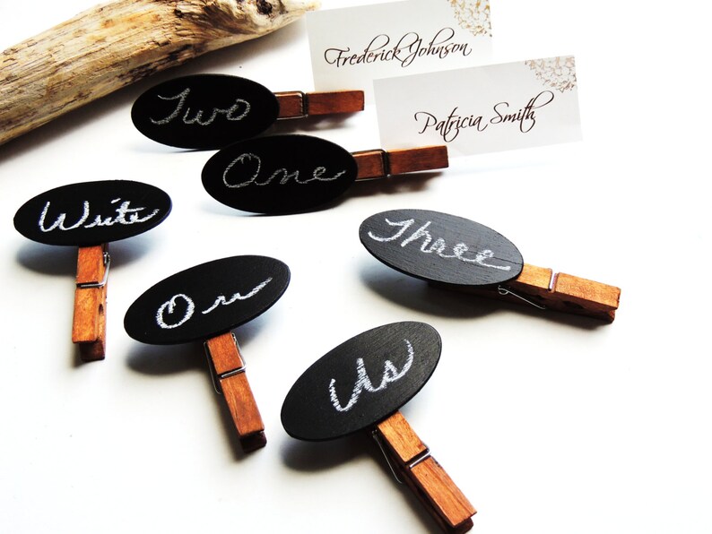 Chalkboard Decorative Clothespins Wood Wedding Placecard Etsy