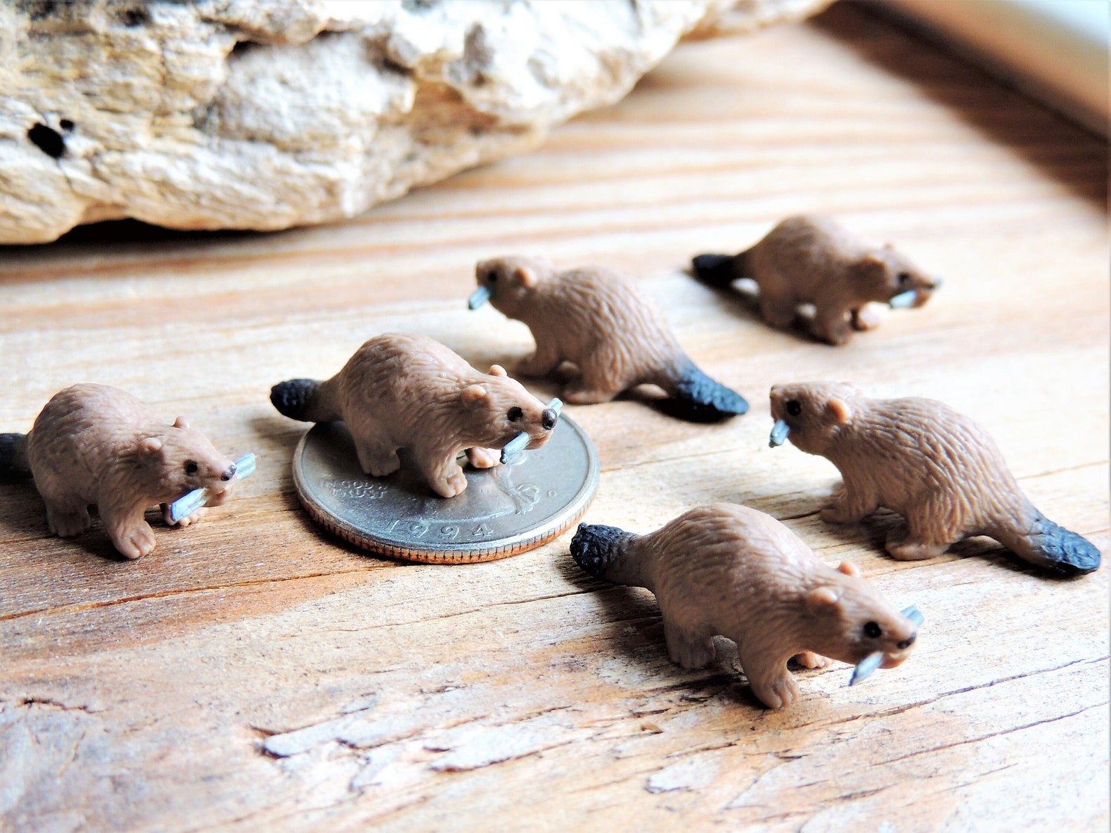 MINIATURE BEAVERS Animal Figurine Mini Terrarium Fairy Garden Animals ...