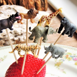 20 Animal Food Picks Party Pick Toothpicks Charcuterie Cupcake Toppers Skewers Food Appetizer Wedding Dinner Party Cocktail Martini Wood Fun