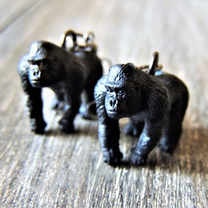 GORILLA DANGLE EARRINGS Mini Tiny Miniature Animal Jewelry Fun Cute Zoo Safari Dangly Hanging Charm Drop Plastic Earring Ocean Dragon Horse