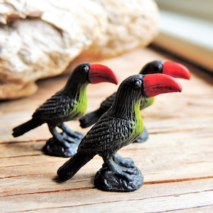 TOUCAN MINIATURE: Set of Animals Figurine Bird Animal Micro Mini Figure Dollhouse Fairy Garden Diorama Terrarium Small Craft Tiny Miniatures