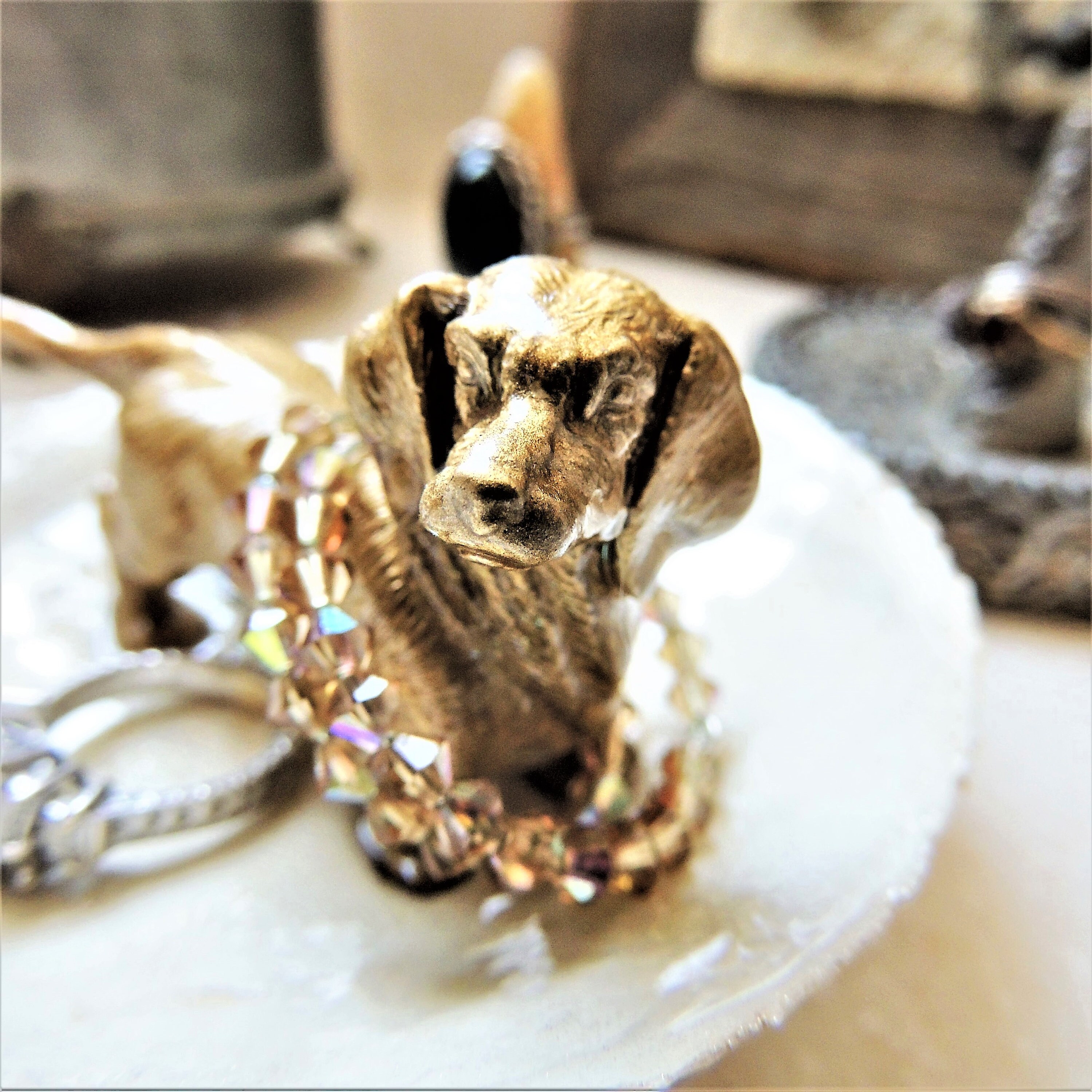 JEWELRY DISH ANIMAL Ring Holder Gold Dog Jewelry Holder Ring Etsy