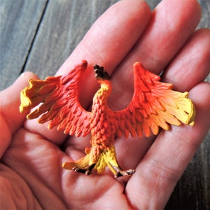 MINIATURE PHOENIX: Figurine Figure Fairy Garden Dollhouse Diorama Terrarium Supply Small Mini Plastic Toy Cupcake Topper Mythical Bird Model