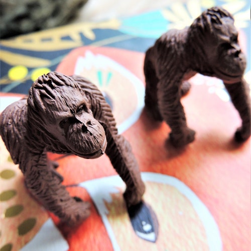 ceramic Monkey statue dollhouse figurines porcelain animal vintage miniature 