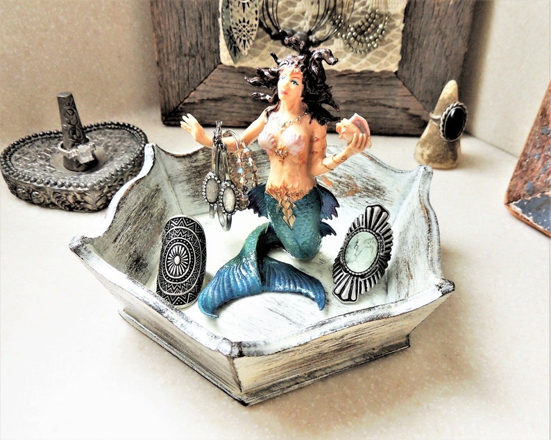 MERMAID JEWELRY DISH Ring Holder Wood Jewelry Ring Dish Etsy