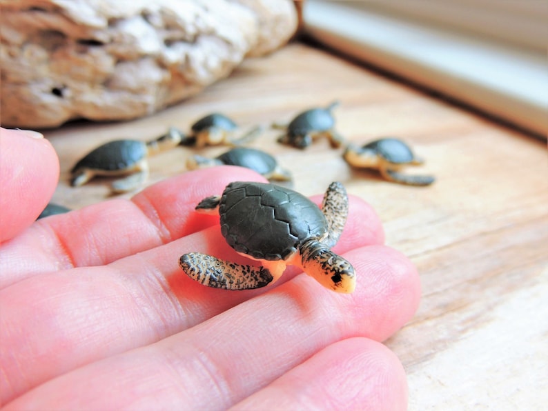 TINY MINI MINIATURE SEA TURTLES: Bulk Sets of 6-500 Figurines Sea Ocean Animal Realistic Figures for crafts, dollhouses, terrariums, fairy gardens, resin crafts, dioramas, party favors, scavenger hunts, corporate events, Etsys Pick Mini Animals