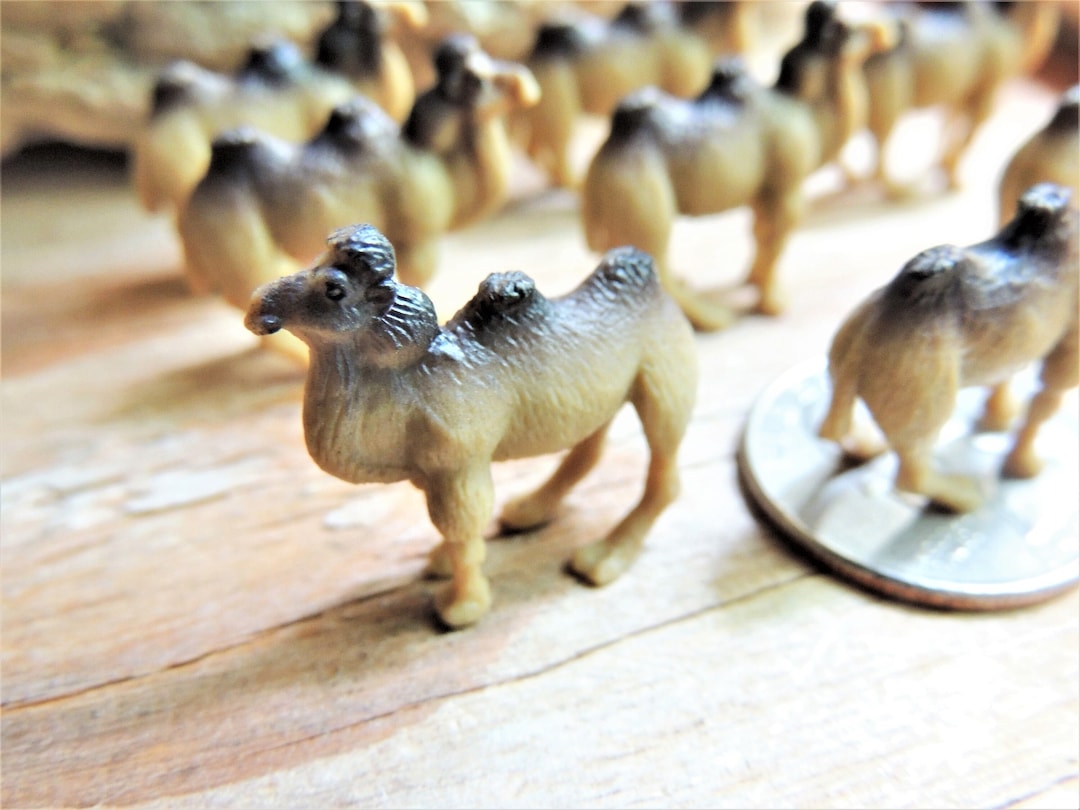 Mini Action Camel Set of MINIATURE BACTRIAN CAMEL Micro Mini Fairy Garden Animals Figure ...