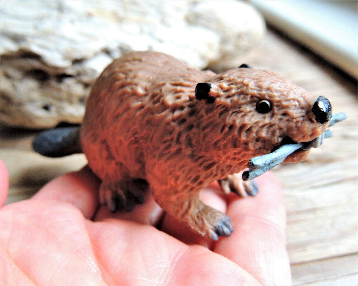 Large MINIATURE BEAVER Animals Figure Figurine Fairy Garden Diorama ...