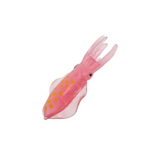 Tiny soft miniature collectible Squid ocean animal figures for dollhouses, terrariums, fairy gardens, dioramas, plants, dolls, shadowboxes, zen gardens, slime soap resin jewelry, crafts, and more.