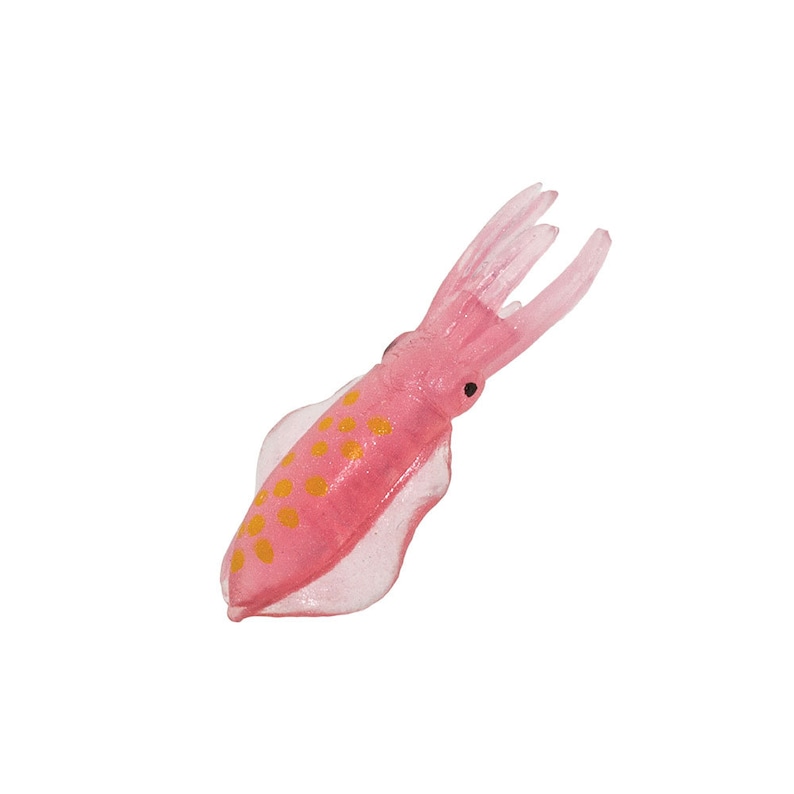 Tiny soft miniature collectible Squid ocean animal figures for dollhouses, terrariums, fairy gardens, dioramas, plants, dolls, shadowboxes, zen gardens, slime soap resin jewelry, crafts, and more.