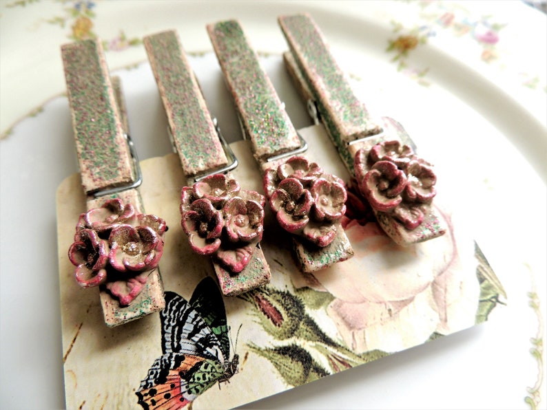 GLITTER CLOTHESPINS DECORATIVE Clothes Pin Wooden Etsy