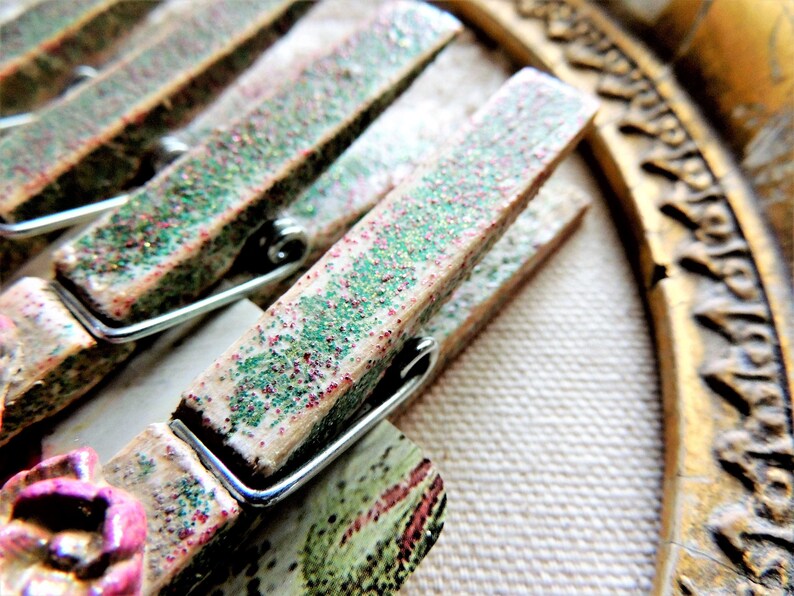 GLITTER CLOTHESPINS DECORATIVE Clothes Pin Wooden Etsy