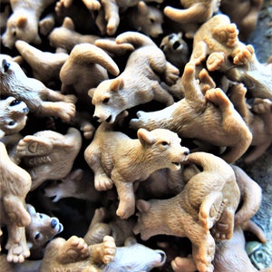 MINIATURE WOLF CUB: Tiny Wolf Pup Figurine Mini Animal Figures Dollhouse Diorama Terrarium Small Craft Soft Fairy Garden Micro Miniatures