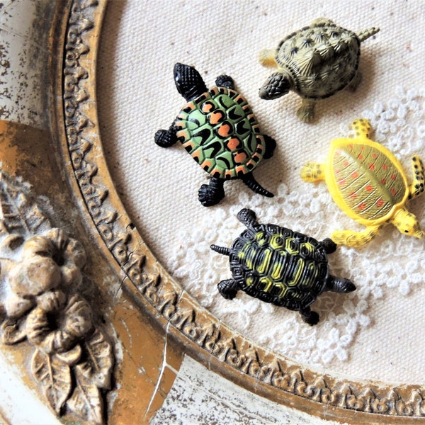 MINIATURE TURTLES Plastic Animal Figures Figurines Dollhouse Diorama Terrarium Supplies Small Animals Art Craft Supply Jewelry Making Mini