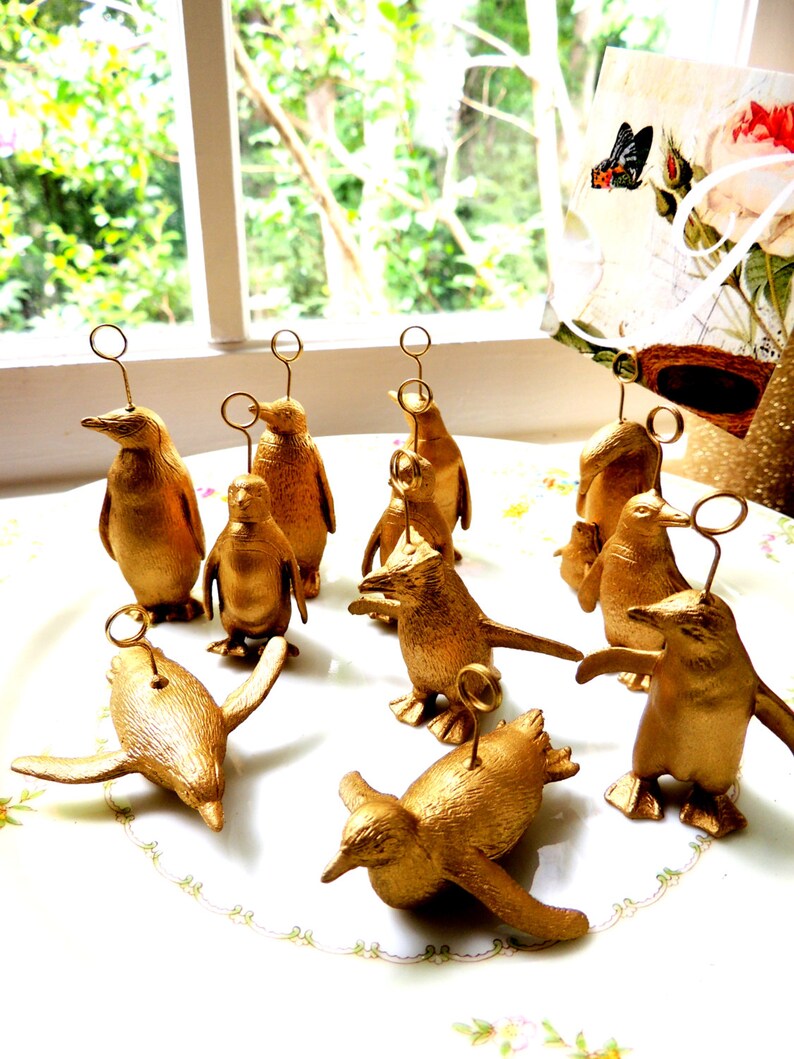 Gold Silver Animal Place Card Holder Wedding Assorted Penguins Etsy