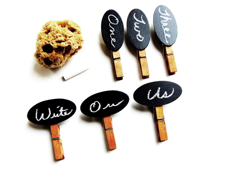 Chalkboard Decorative Clothespins Wood Wedding Placecard Etsy