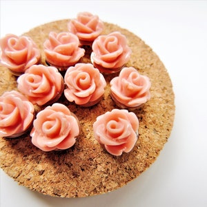 PUSH PINS Decorative Flower Thumbtacks Wedding Boards Rose Bud 10 Coral Tacks Thumb Tack Message Boards Office Decor Corkboard Cubicle Decor image 5