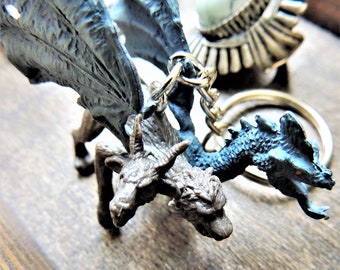 KEYCHAIN Key Chain CHIMERA Key Ring Key Fob Fantasy Fun Cool Unique Keychains Custom Key Chains Gift D&D Mythology Three Headed Monster